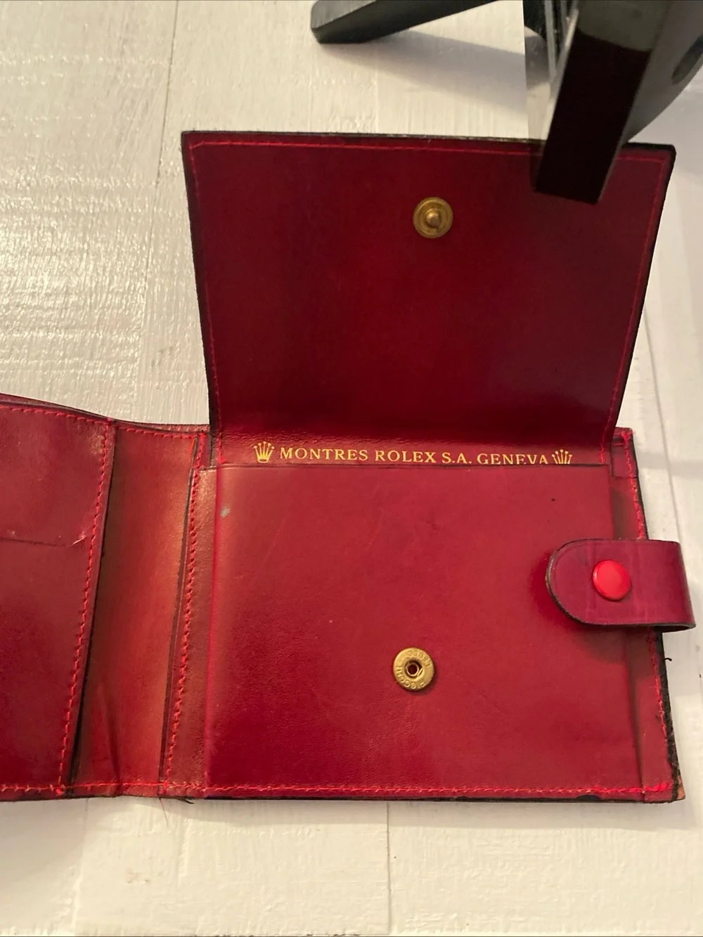 Rolex VTG  Geneva Red Oxblood Leather Wallet Men’s Bifold